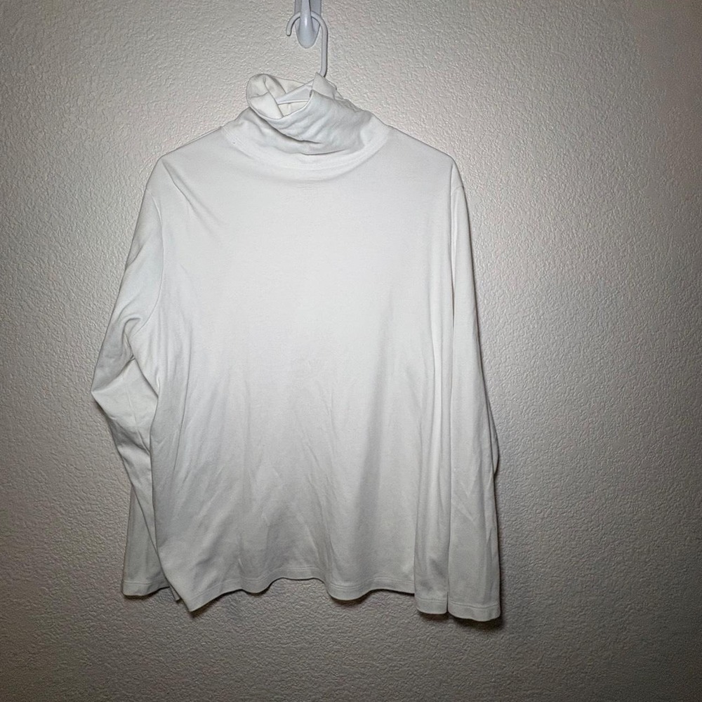 Women's L.L.Bean White Supima Cotton Turtleneck Long Sleeve Top Size 1X